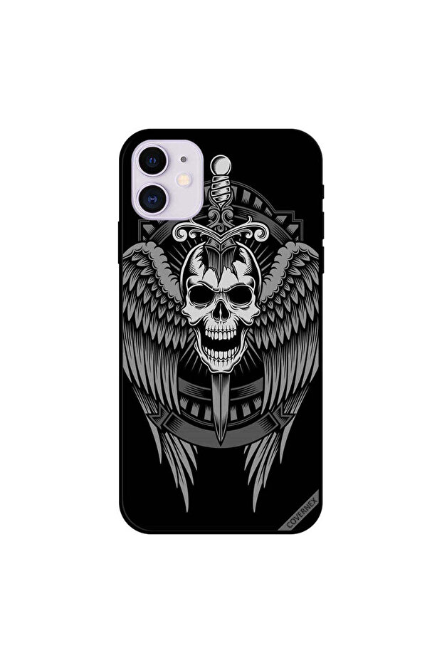 غطاء حماية لجهاز iPhone 11 بتصميم جمجمة وأجنحة نسر