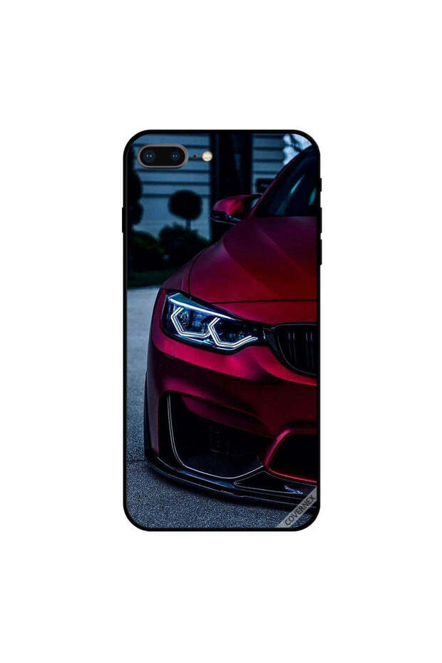 غطاء حماية لهاتف iPhone 7 Plus باللون الأحمر والبني وسيارة