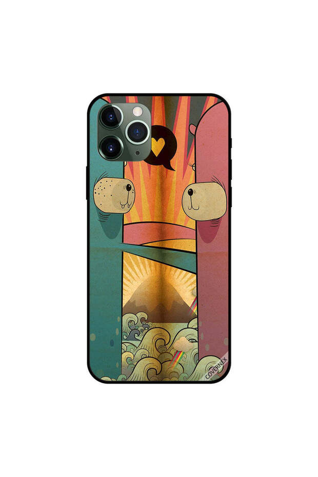غطاء حماية لهاتف iPhone 11 Pro Max برسومات كرتونية حب