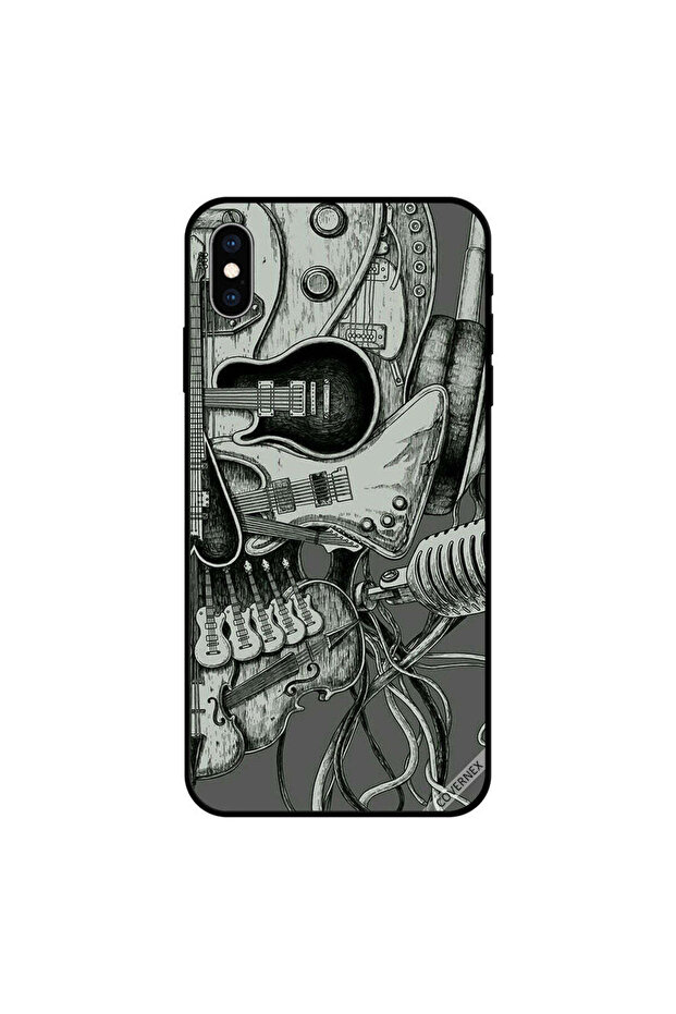 غطاء حماية iPhone X برسومات جمجمة موسيقية