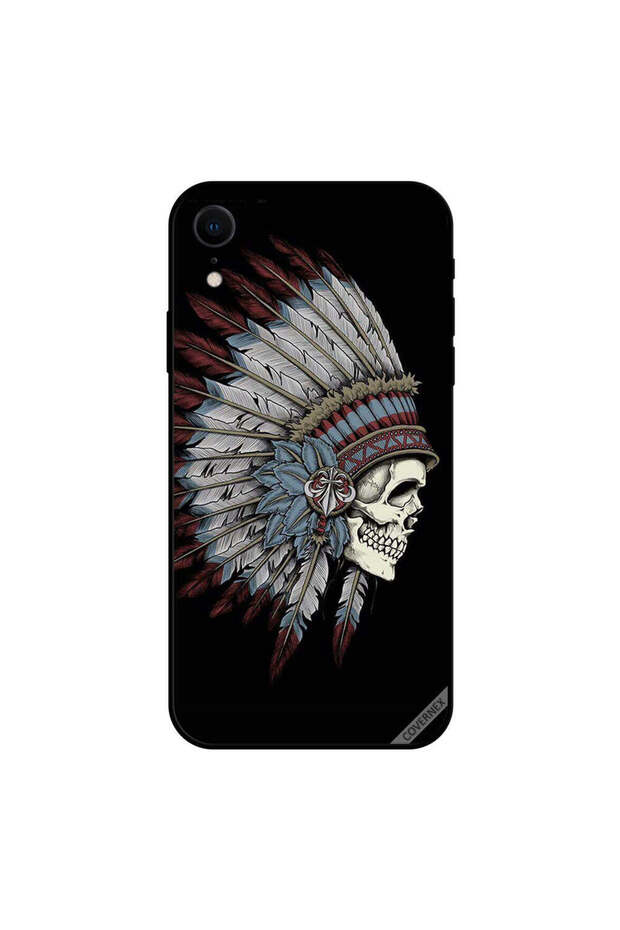 غطاء حماية iPhone XR بتصميم جمجمة الريش