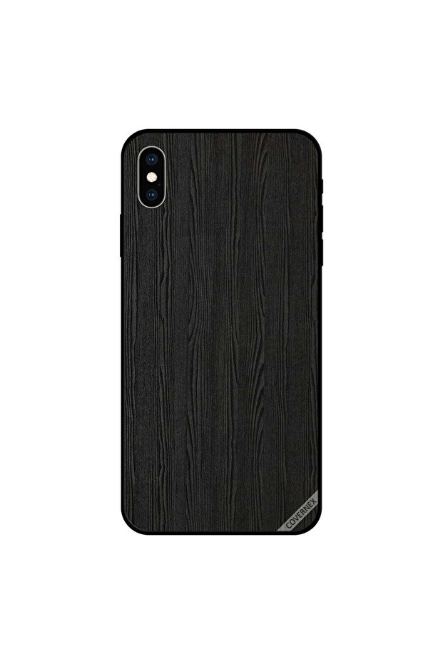 غطاء حماية لجهاز iPhone XS MAX بنمط خشبي أسود