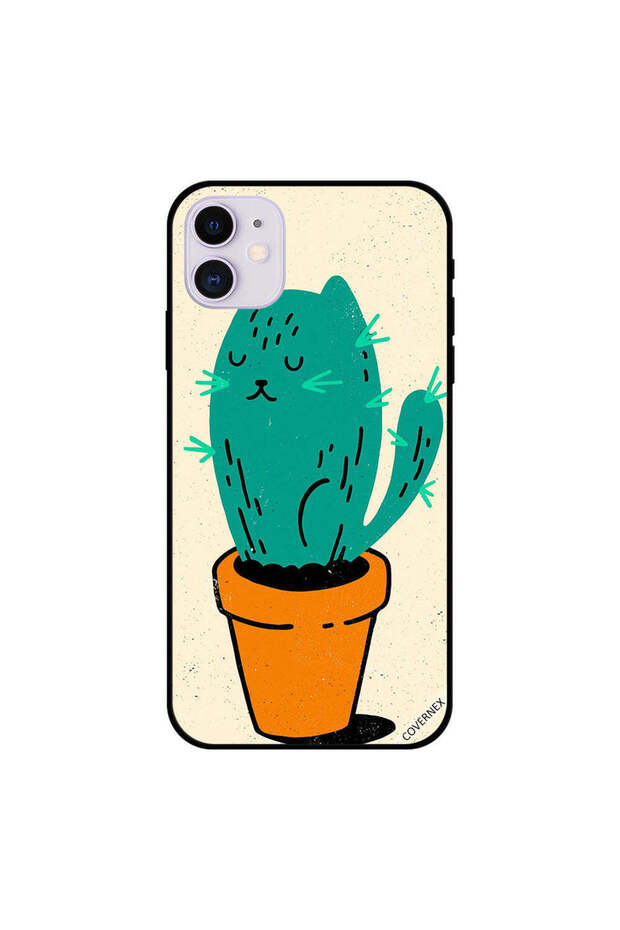 غطاء حماية لجهاز iPhone 11 بتصميم قطة الصبار