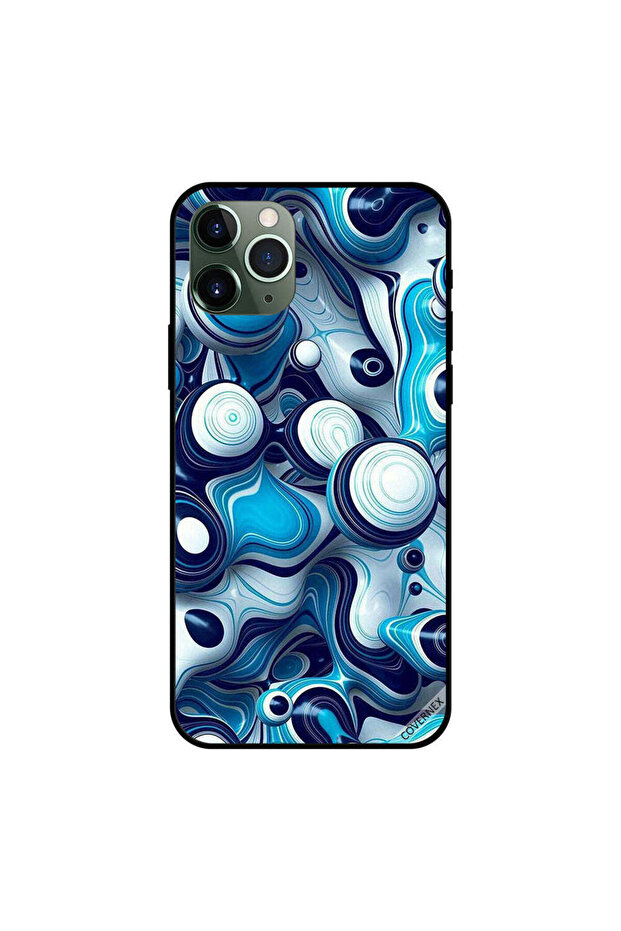 غطاء حماية لجهاز iPhone 11 Pro بنقشة كرات سائلة زرقاء