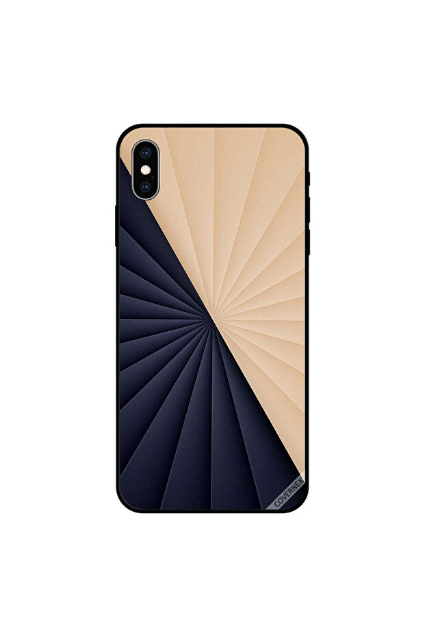 غطاء حماية لجهاز iPhone X بنمط دوار باللونين الكريمي والأسود