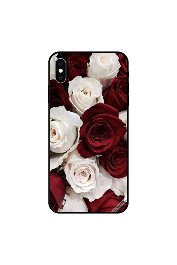 غطاء حماية لجهاز iPhone XS - ورود بيضاء وحمراء