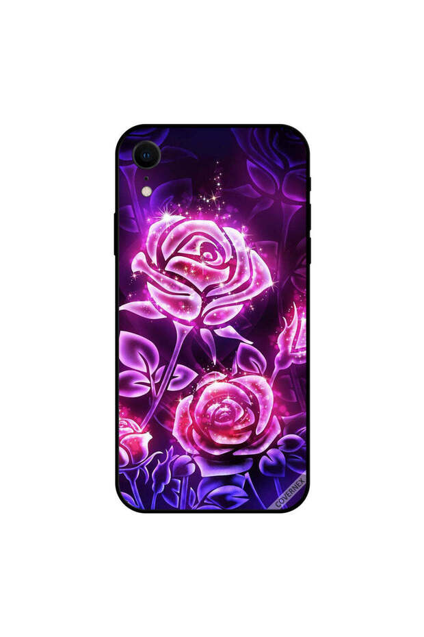 غطاء حماية iPhone XR بزهور وردية مضيئة