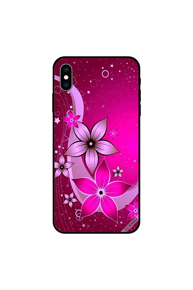 غطاء حماية كامل لهاتف iPhone X بنقشة زهور وردية