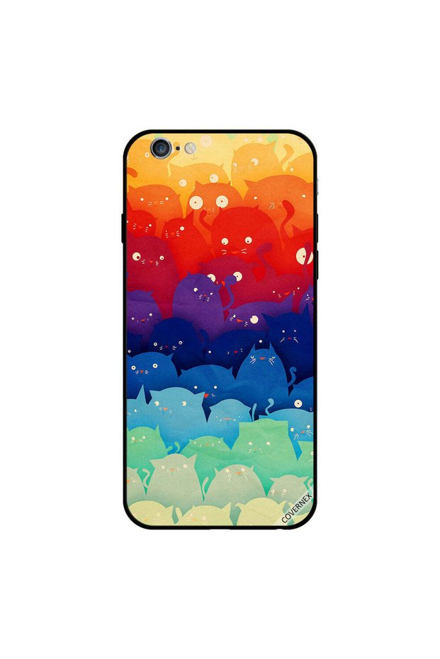 غطاء حماية لهاتف iPhone 6s Plus برسومات قطط ملونة