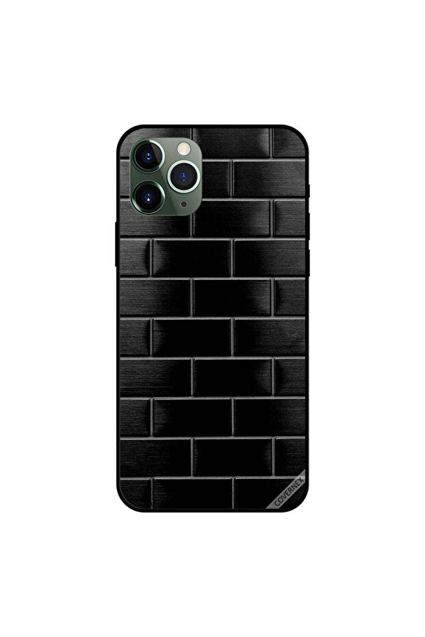 غطاء حماية لجهاز iPhone 11 Pro Max أسود بنمط كسر الجدار