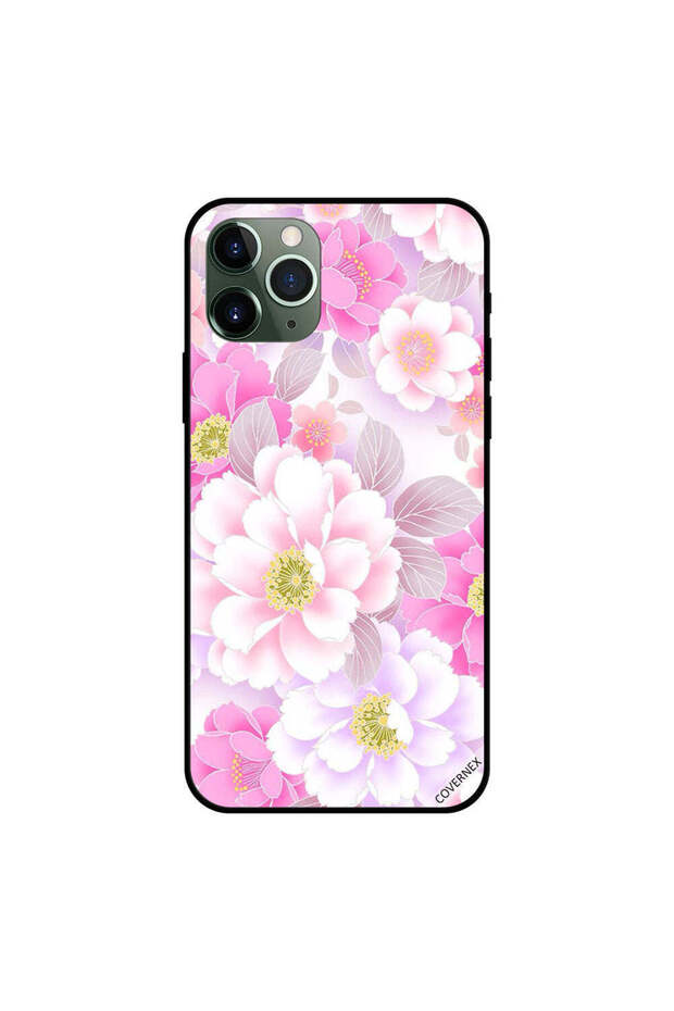 غطاء حماية لجهاز iPhone 11 Pro بنقشة زهور وردية فاتحة