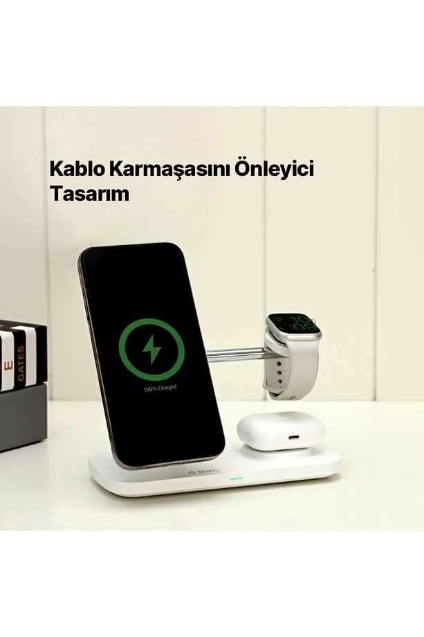 AirCharger Trio Pro Qi2/MagSafe Özellikli 15W iPhone/Android Özellikli 3’ü 1 Arada iPhone + App - 6