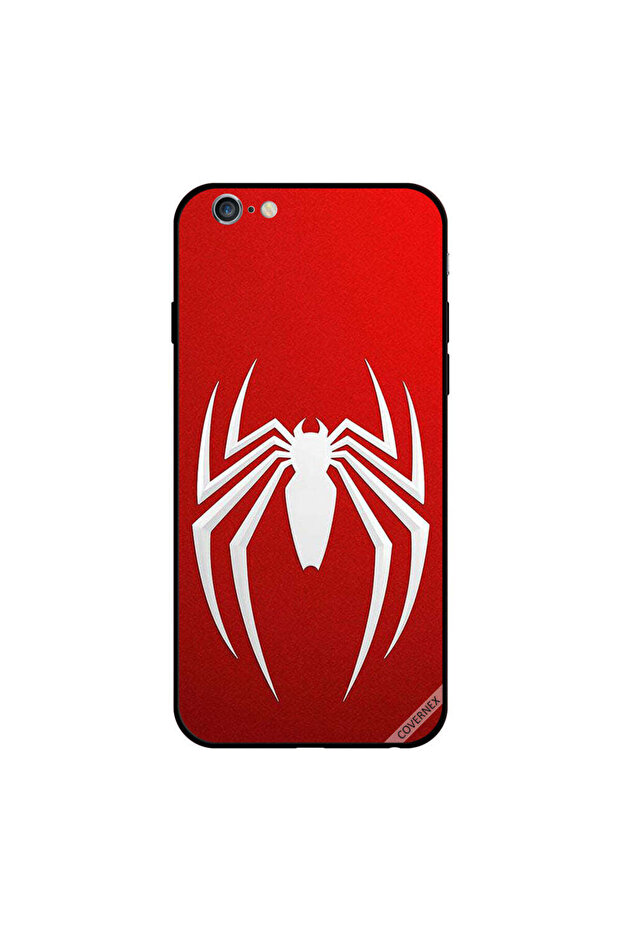 غطاء حماية لجهاز iPhone 6 Plus بخلفية حمراء العنكبوت