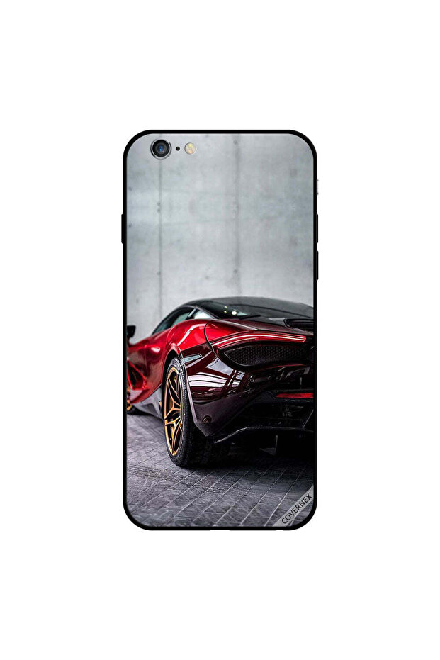غطاء حماية لجهاز iPhone 6 بتصميم سيارة باللون الأحمر الداكن
