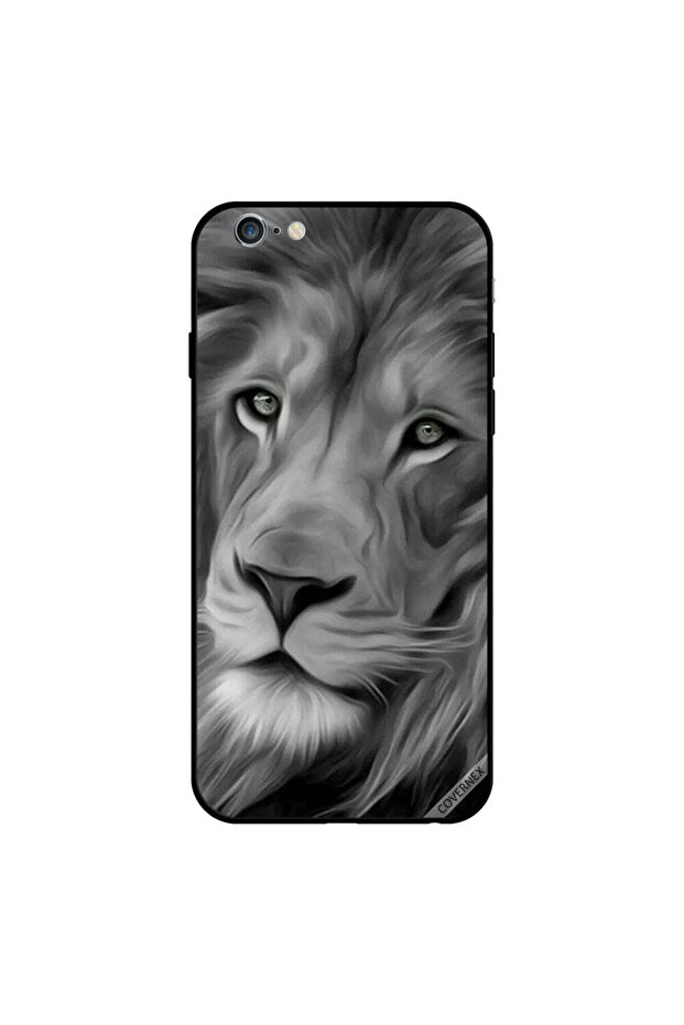 غطاء حماية لجهاز iPhone 6s بتصميم أسد أسود وأبيض