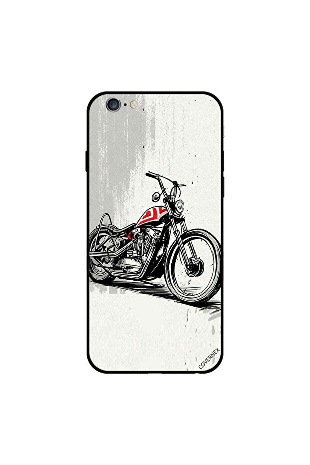 غطاء حماية لهاتف iPhone 6s Plus بتصميم دراجة باللونين الأبيض والأسود
