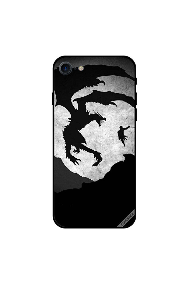 غطاء حماية لجهاز iPhone 7 بتصميم تنين ورجل