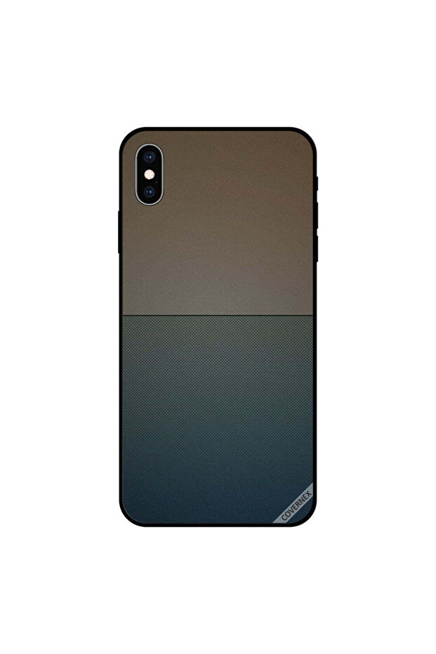 غطاء حماية iPhone XS بنمط بني وأزرق - 1