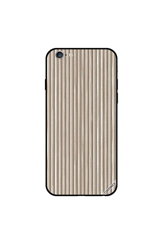 غطاء حماية لجهاز iPhone 6 بخطوط عمودية دائرية ونمط خشبي