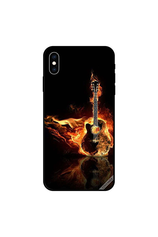 غطاء حماية لجهاز iPhone XS MAX بتصميم جيتار ناري