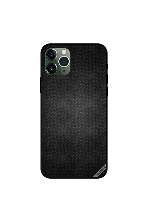 غطاء حماية لجهاز iPhone 11 Pro Max من الجلد الأسود المنقط