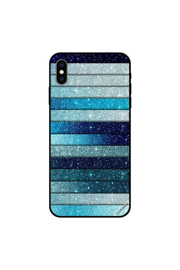 غطاء حماية لجهاز iPhone XS MAX بخطوط لامعة زرقاء