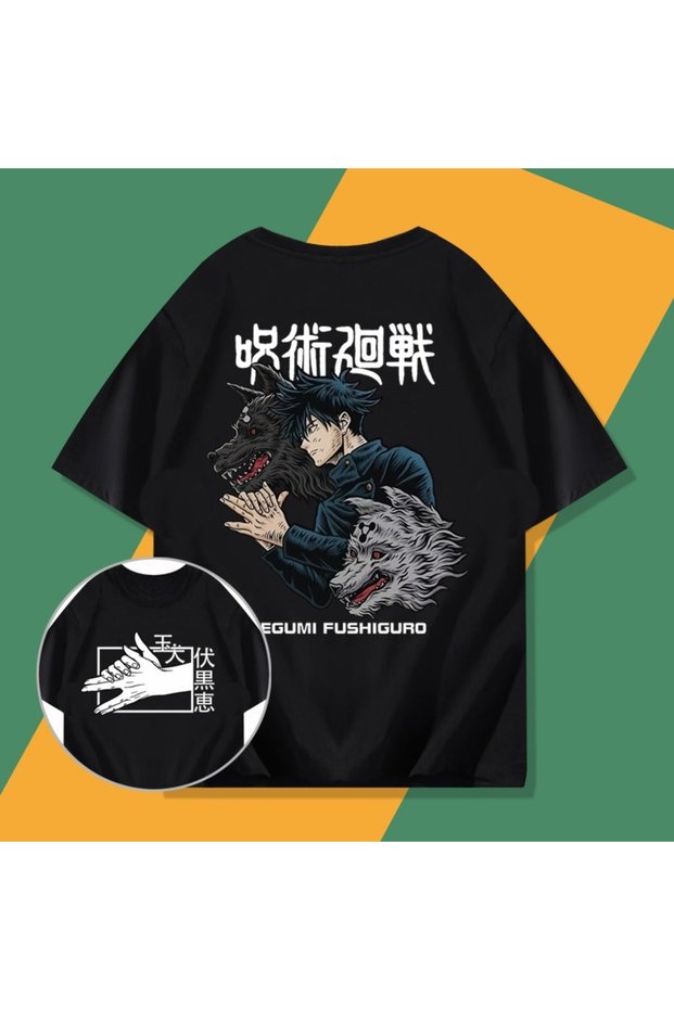 Anime Pattern Unisex Men's T-Shirt Jujutsu Line Fushiguro Megumi 