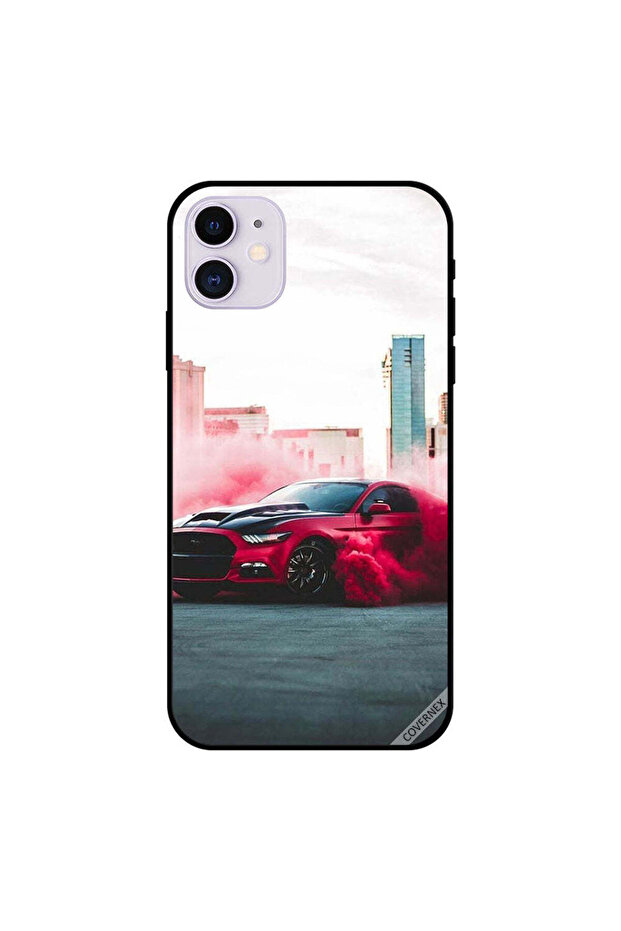 غطاء حماية لجهاز iPhone 11 - سيارة حمراء وألوان حمراء