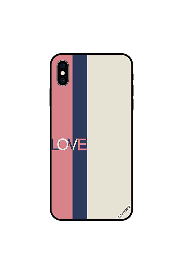 غطاء حماية لهاتف iPhone X بخطوط وردية وسوداء
