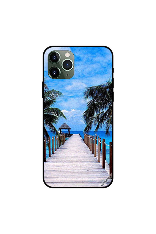غطاء حماية لجهاز iPhone 11 Pro Max أزرق سماء غائمة على البحر