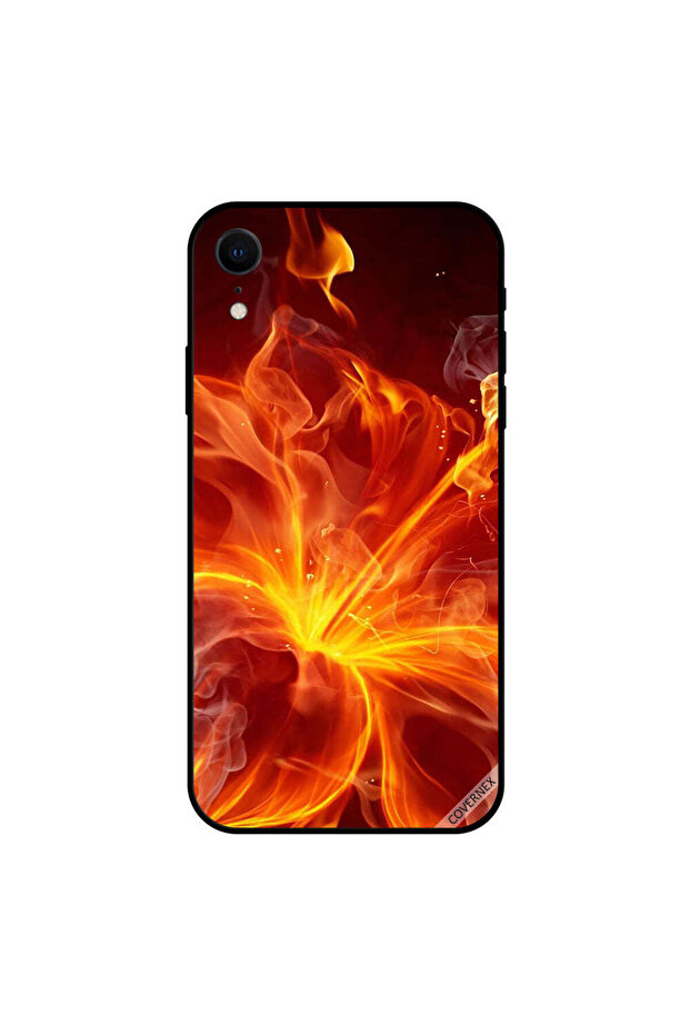 غطاء حماية iPhone XR بنقشة لهب الورد الصيني