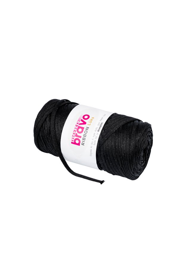 Glitter Ribbon Polyester Yarn Macrame 200 Gr 125 Meters (Color Code: 270S-) Black Glitter