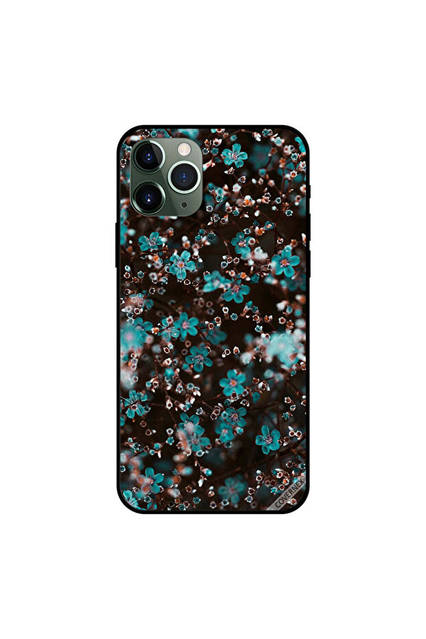 غطاء حماية لجهاز iPhone 11 Pro Max زهور زرقاء صغيرة على الأشجار