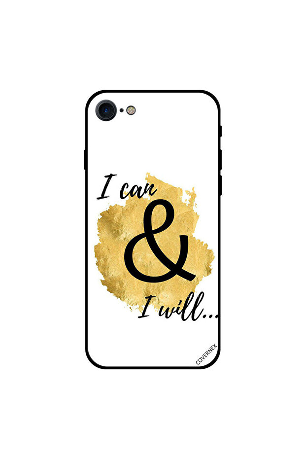 غطاء حماية لجهاز iPhone 8 بخلفية ذهبية I Can & I Will