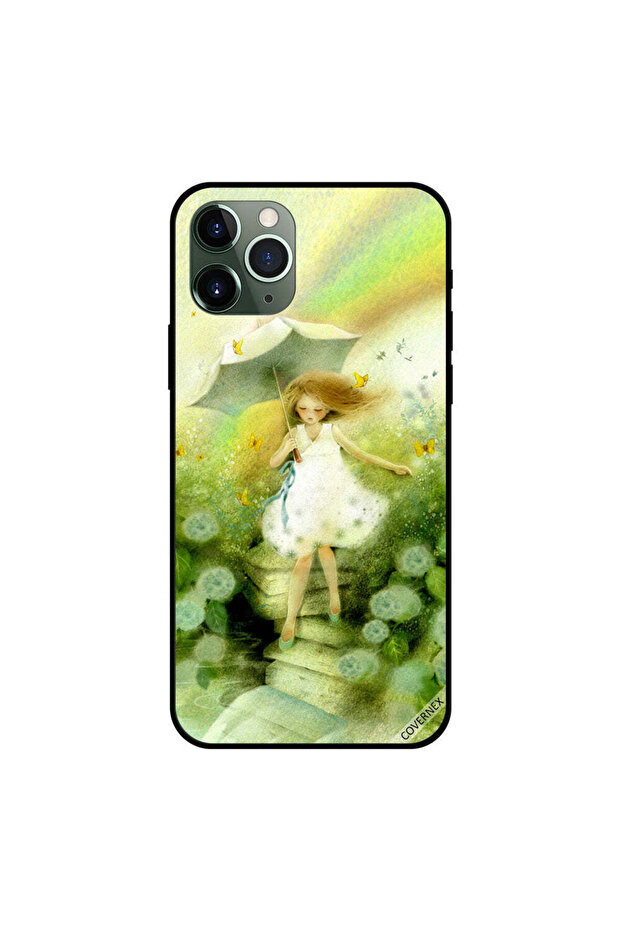 غطاء حماية لهاتف iPhone 11 Pro Max بتصميم فتاة المظلة