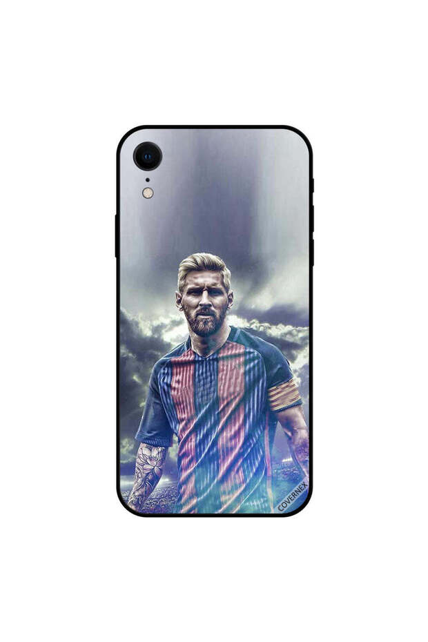 غطاء حماية لهاتف iPhone XR بصورة ميسي متدرجة