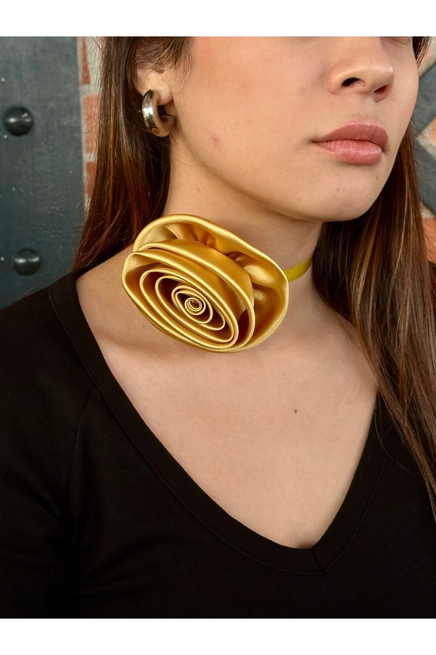 Rose Choker Necklace - Lace-Up Flower Choker Necklace