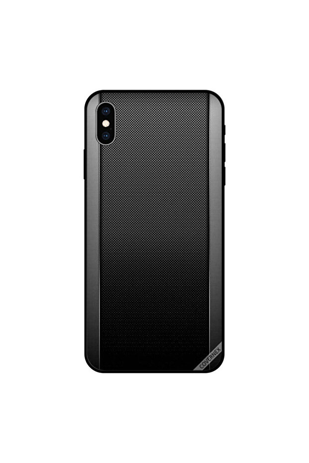 غطاء حماية لجهاز iPhone XS بنمط ستيل رمادي وأسود