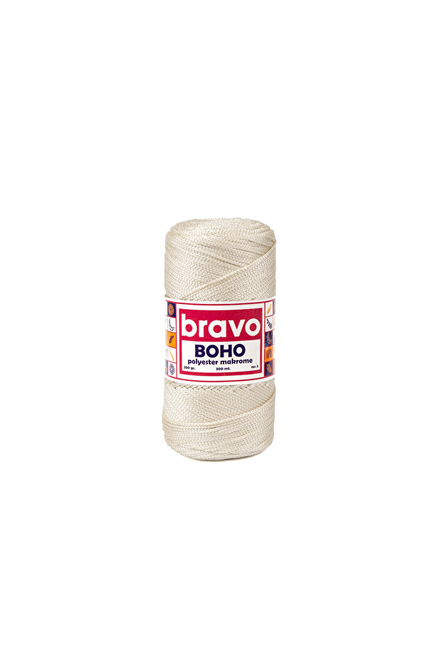 Boho Polyester Macrame Yarn 1, 5 mm 200 Gr 300 Meters No: 3 (Color Code: 10) Bone - 2