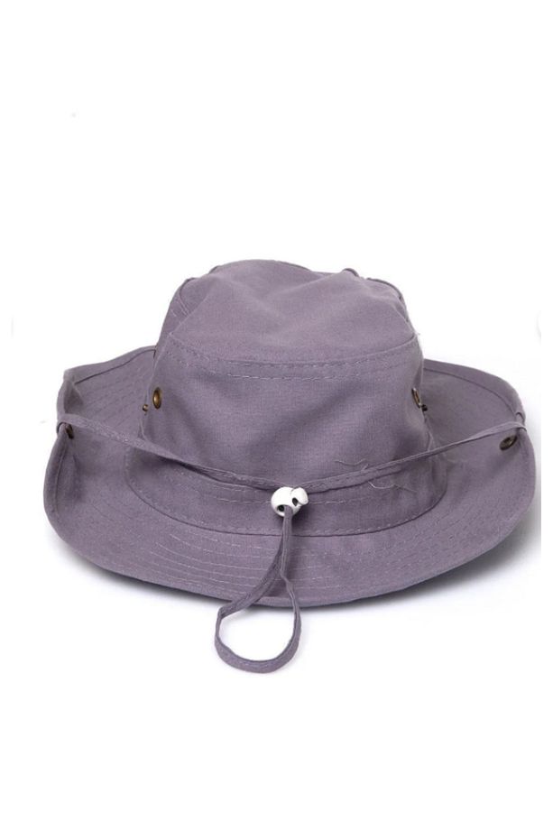 Gri Safari Şapka – Ayarlanabilir, Nefes Alabilir Kumaş, Unisex Yazlık Şapka | - 4