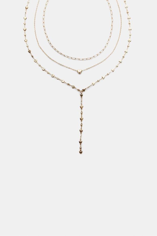 3'lü Kalp Lariat Kolye Seti - 1