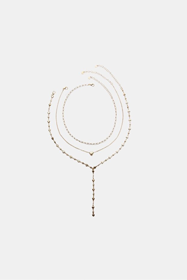 3'lü Kalp Lariat Kolye Seti - 5