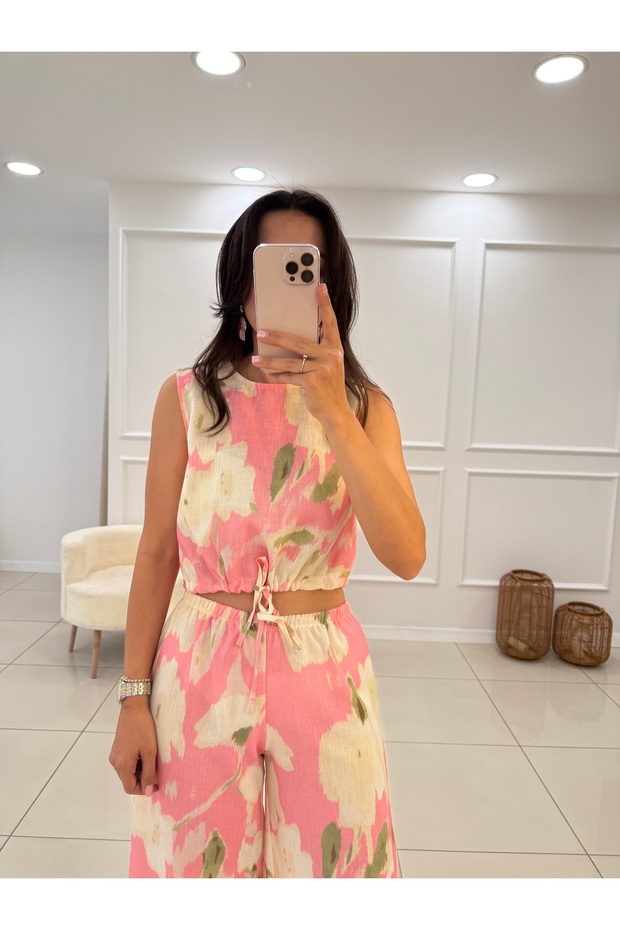 Pembe Keten Bluz - 1