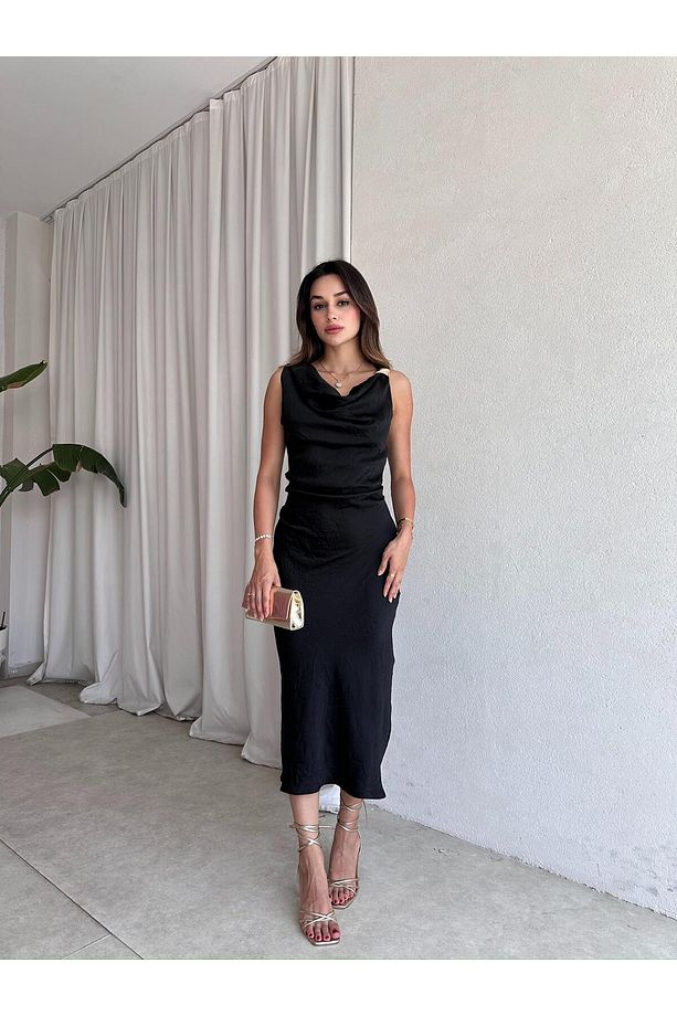 ALEX Midi Elbise 5819 - Siyah - 2