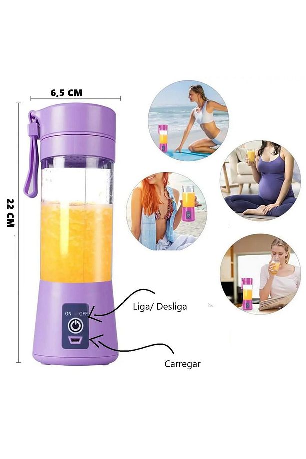 6 Bıçaklı Taşınabilir Şarj Edilebilir Meyve Suyu Blenderi 380ml - 5