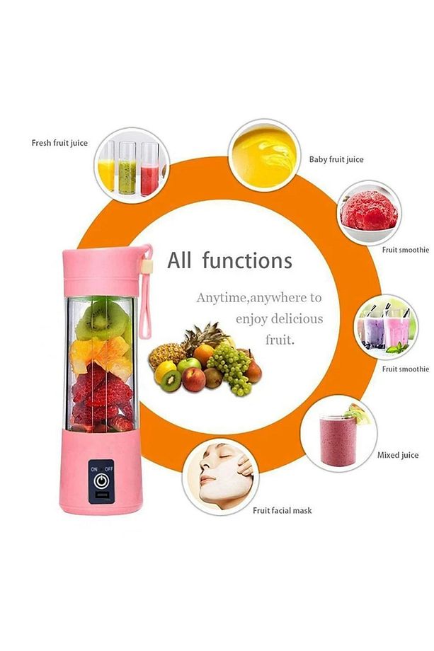 6 Bıçaklı Taşınabilir Şarj Edilebilir Meyve Suyu Blenderi 380ml - 4