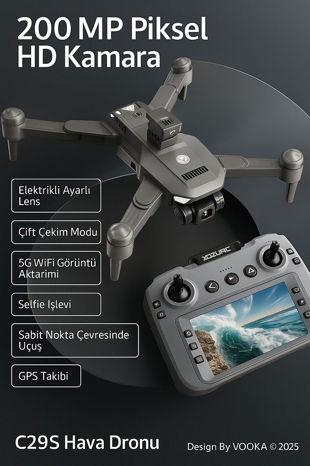 C29S Hava Dronu – 200 MP HD Kamera │ 4,5″ LCD Kumanda │ GPS & Engel Kaçınma - 6