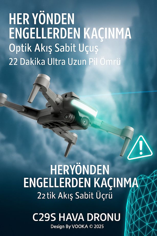 C29S Hava Dronu – 200 MP HD Kamera │ 4,5″ LCD Kumanda │ GPS & Engel Kaçınma - 5
