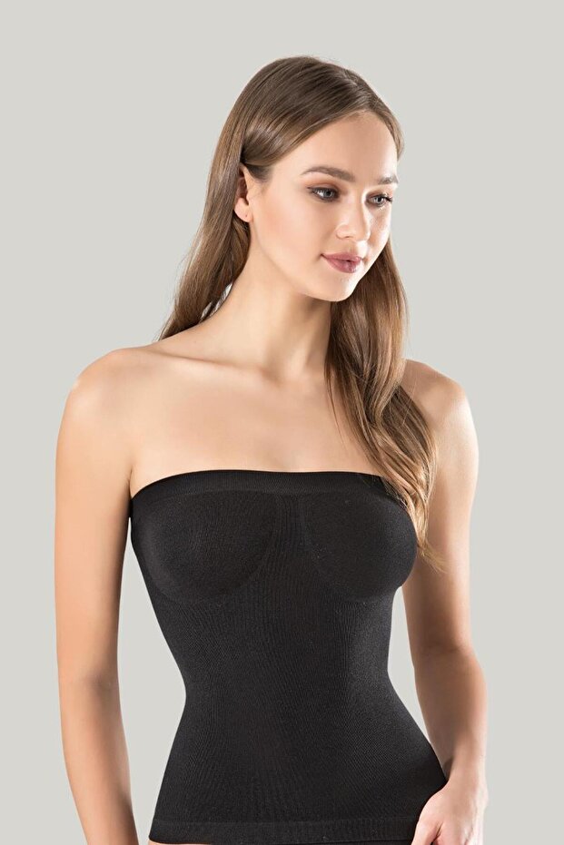 Women's Strapless Tank Top Black Cotton Basic