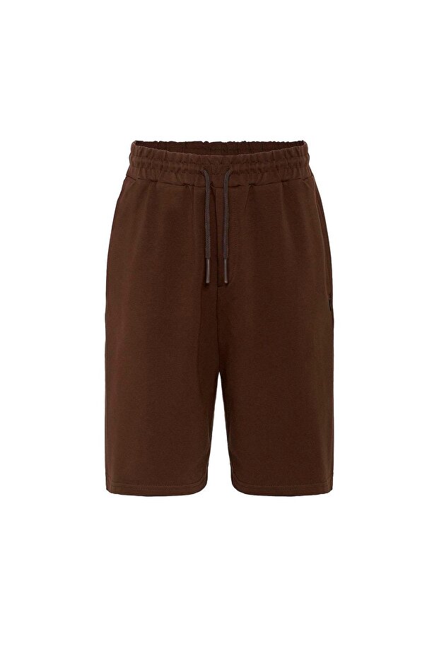Basic Oversize Şort Takım Kahve - 5